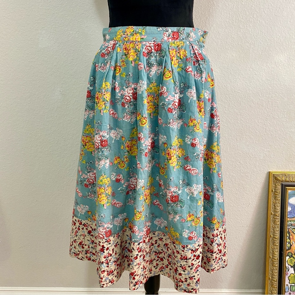 Tulip B Women's 100% Rayon Floral Print Skirt Cottagecore Size Medium Lined